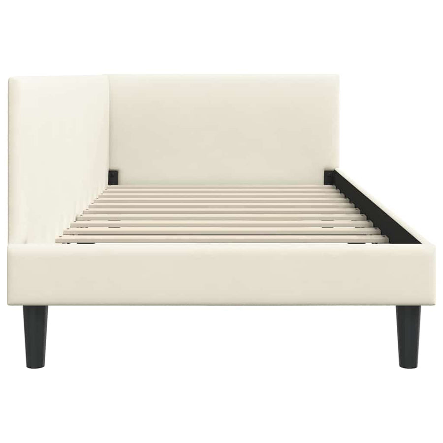 Hoekbedframe Crème 100 cm x 200 cm Polyester en multiplex