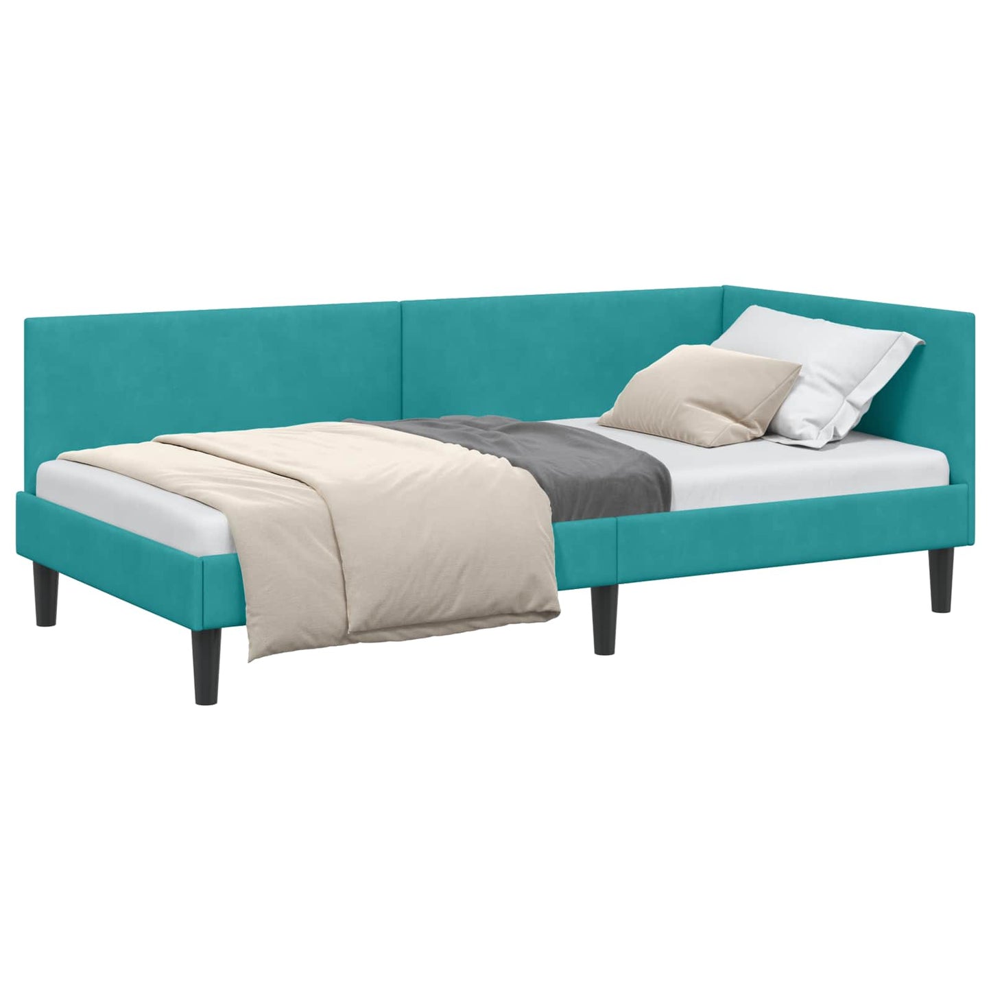 Hoekbedframe Turquoise 100 cm x 200 cm Polyester en multiplex