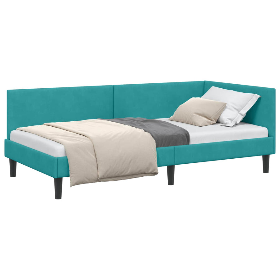 Hoekbedframe Turquoise 100 cm x 200 cm Polyester en multiplex