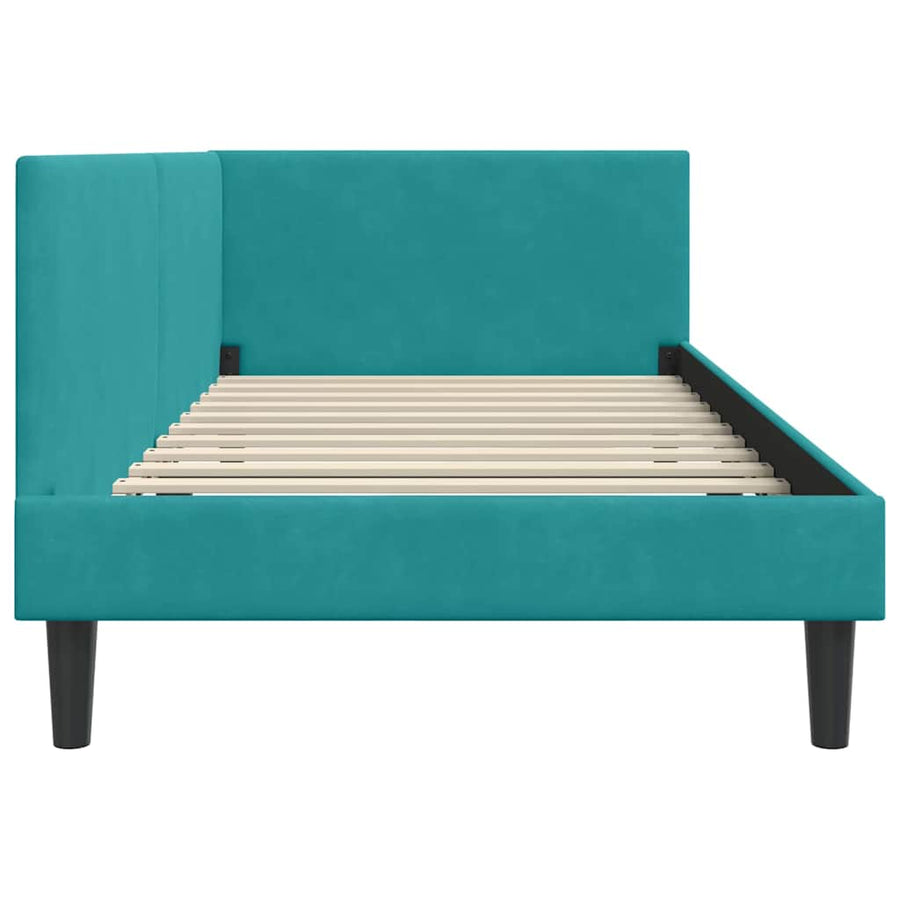 Hoekbedframe Turquoise 100 cm x 200 cm Polyester en multiplex