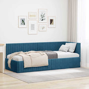Hoekbedframe 80x200 cm blauw fluweel