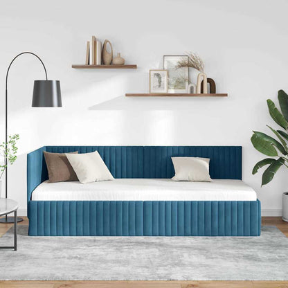 Hoekbedframe met hoofdeinde Blauw 80 cm x 200 cm Fluweel