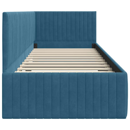 Hoekbedframe met hoofdeinde Blauw 80 cm x 200 cm Fluweel