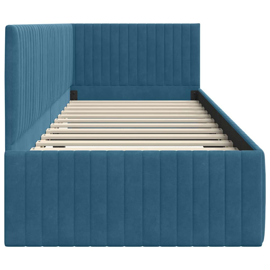Hoekbedframe met hoofdeinde Blauw 80 cm x 200 cm Fluweel