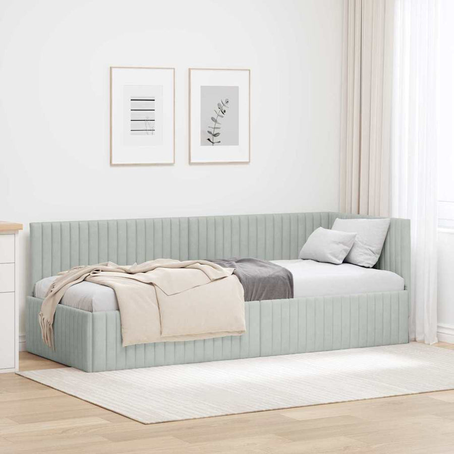 Hoekbedframe met hoofdeinde Lichtgrijs 80 cm x 200 cm Fluweel