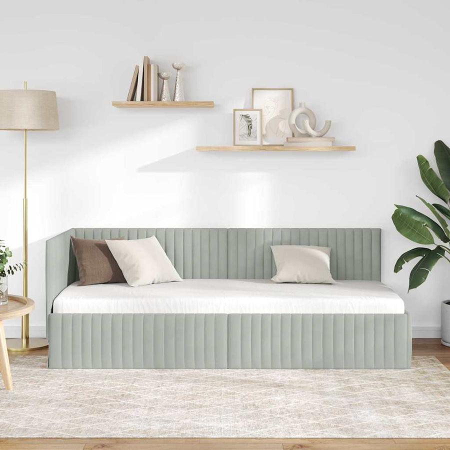 Hoekbedframe met hoofdeinde Lichtgrijs 80 cm x 200 cm Fluweel