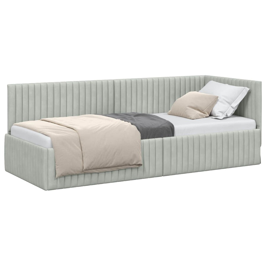 Hoekbedframe met hoofdeinde Lichtgrijs 80 cm x 200 cm Fluweel