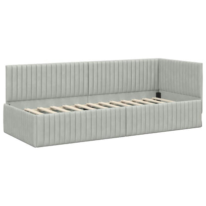 Hoekbedframe met hoofdeinde Lichtgrijs 80 cm x 200 cm Fluweel