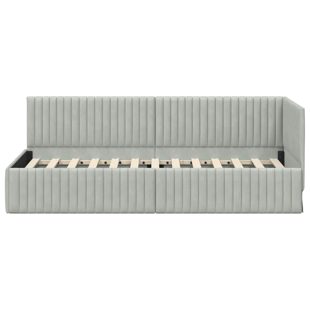 Hoekbedframe met hoofdeinde Lichtgrijs 80 cm x 200 cm Fluweel