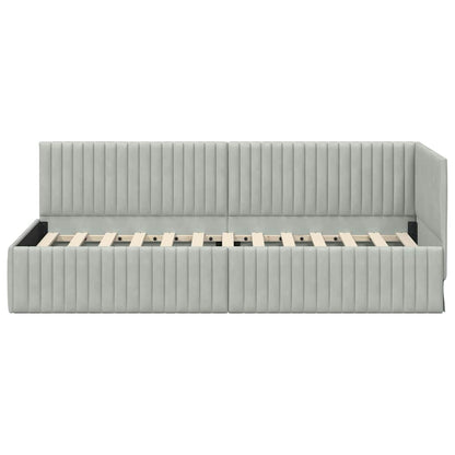 Hoekbedframe met hoofdeinde Lichtgrijs 80 cm x 200 cm Fluweel