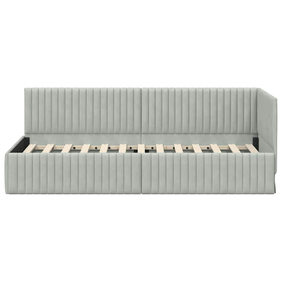 Hoekbedframe met hoofdeinde Lichtgrijs 80 cm x 200 cm Fluweel