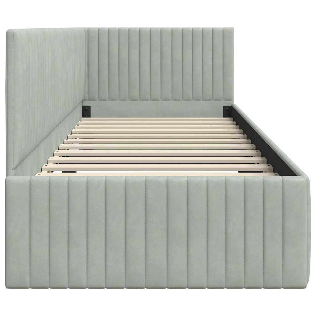 Hoekbedframe met hoofdeinde Lichtgrijs 80 cm x 200 cm Fluweel