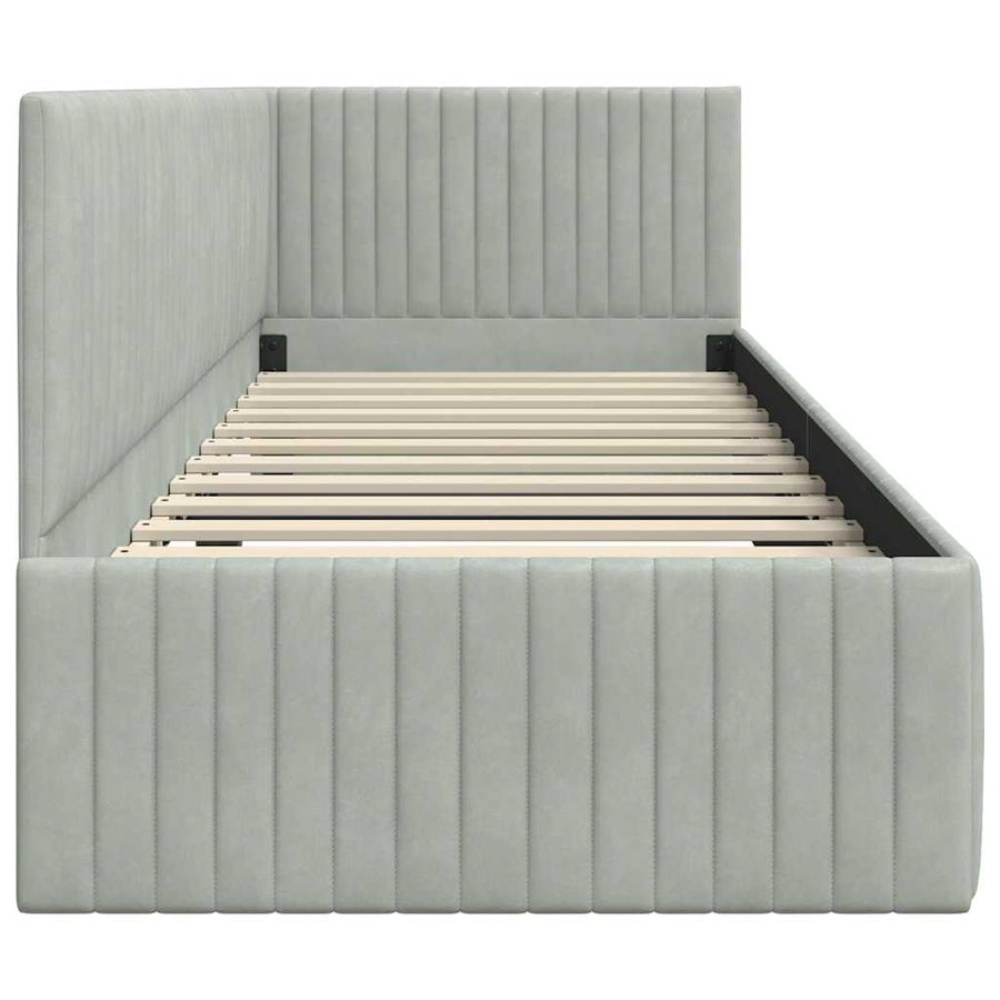 Hoekbedframe met hoofdeinde Lichtgrijs 80 cm x 200 cm Fluweel