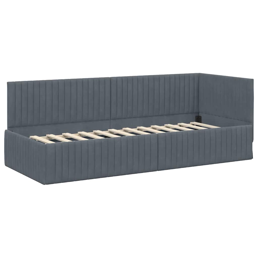 Hoekbedframe met hoofdeinde Donkergrijs 80 cm x 200 cm Fluweel