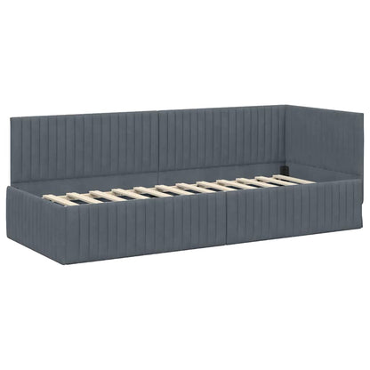 Hoekbedframe met hoofdeinde Donkergrijs 80 cm x 200 cm Fluweel