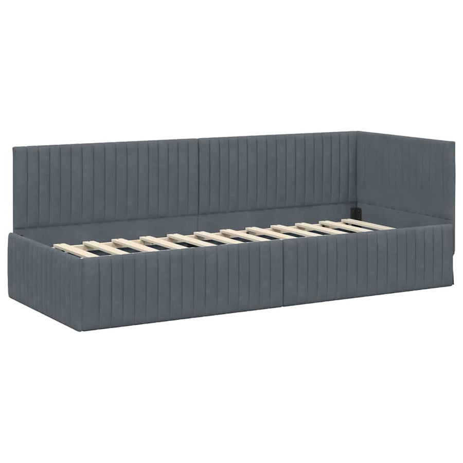Hoekbedframe met hoofdeinde Donkergrijs 80 cm x 200 cm Fluweel
