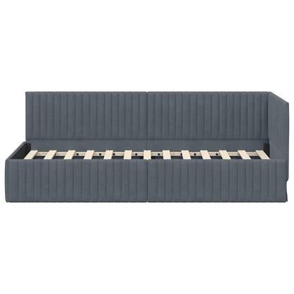 Hoekbedframe met hoofdeinde Donkergrijs 80 cm x 200 cm Fluweel