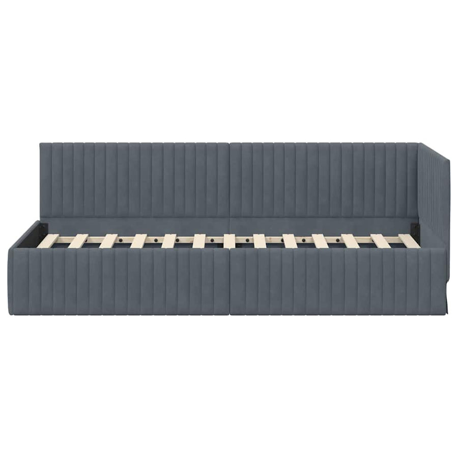 Hoekbedframe met hoofdeinde Donkergrijs 80 cm x 200 cm Fluweel