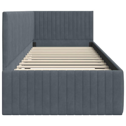 Hoekbedframe met hoofdeinde Donkergrijs 80 cm x 200 cm Fluweel