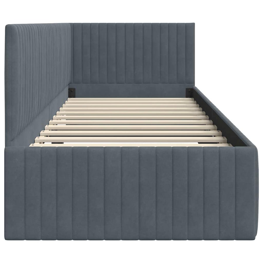 Hoekbedframe met hoofdeinde Donkergrijs 80 cm x 200 cm Fluweel