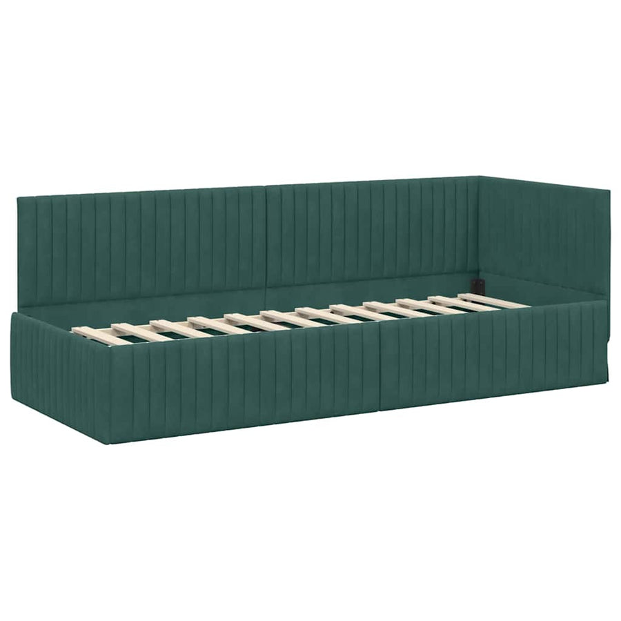 Hoekbedframe met hoofdeinde Donkergroen 80 cm x 200 cm Fluweel