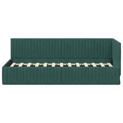 Hoekbedframe met hoofdeinde Donkergroen 80 cm x 200 cm Fluweel