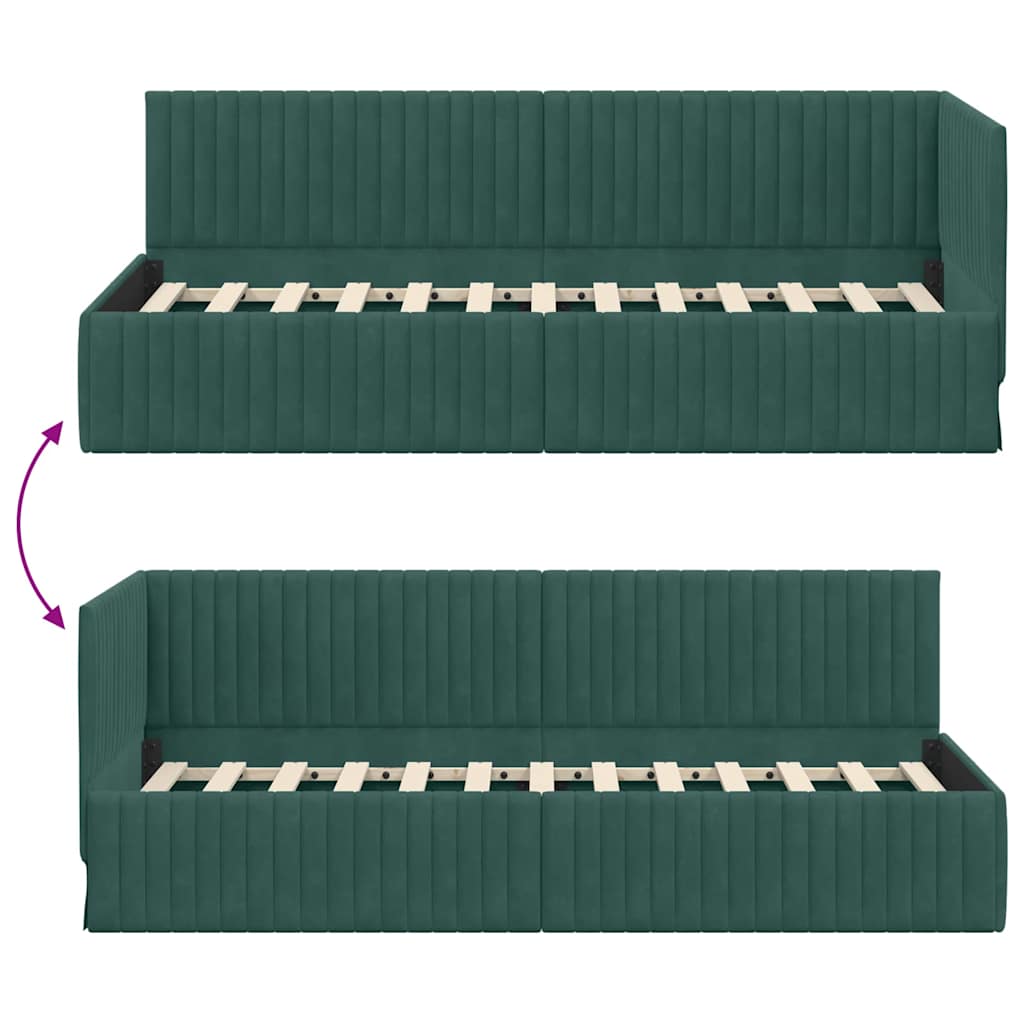 Hoekbedframe met hoofdeinde Donkergroen 80 cm x 200 cm Fluweel