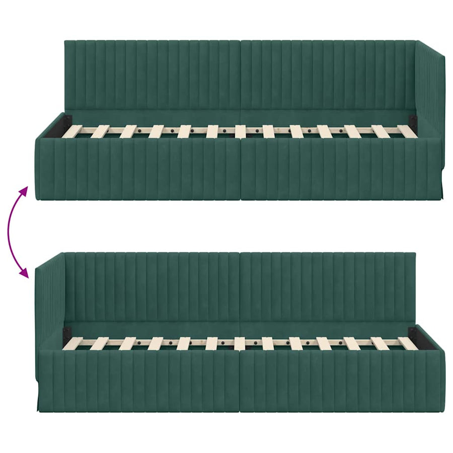 Hoekbedframe met hoofdeinde Donkergroen 80 cm x 200 cm Fluweel