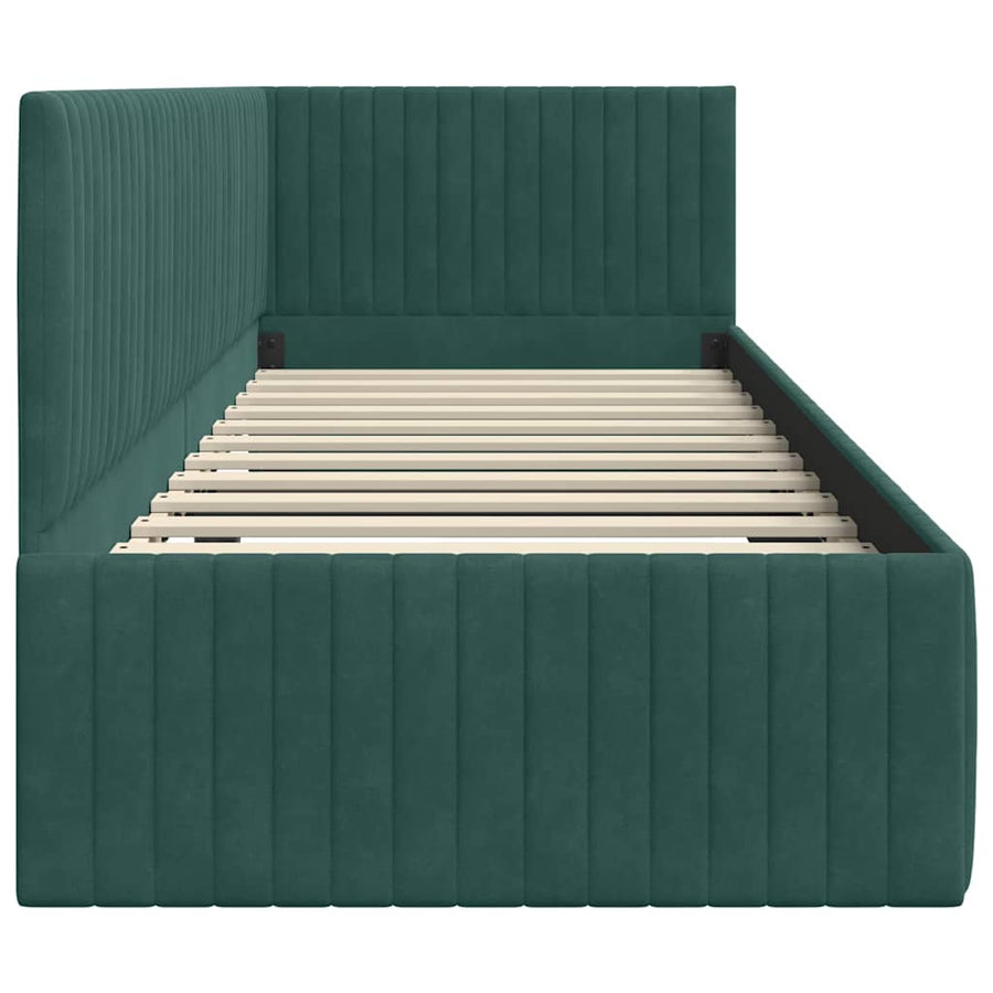 Hoekbedframe met hoofdeinde Donkergroen 80 cm x 200 cm Fluweel