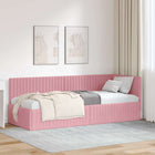 Hoekbedframe roze 80x200 cm fluweel
