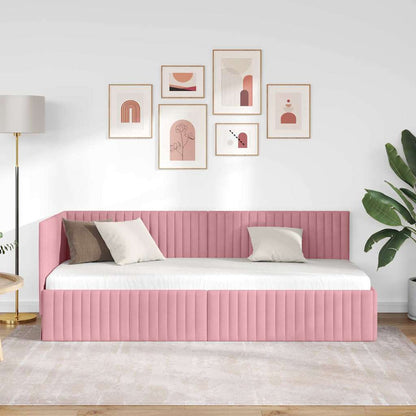 Hoekbedframe met hoofdeinde Roze 80 cm x 200 cm Fluweel