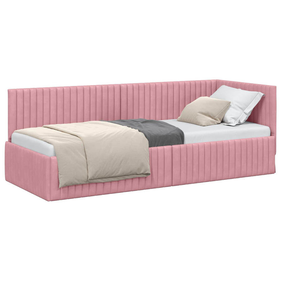 Hoekbedframe met hoofdeinde Roze 80 cm x 200 cm Fluweel