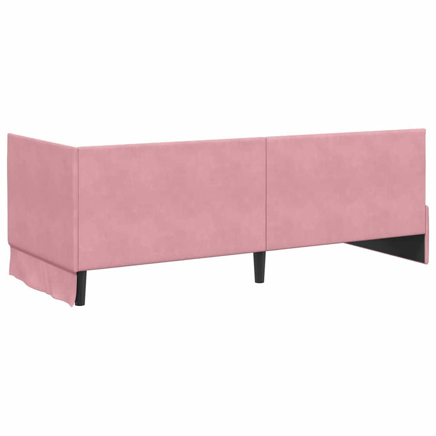 Hoekbedframe met hoofdeinde Roze 80 cm x 200 cm Fluweel