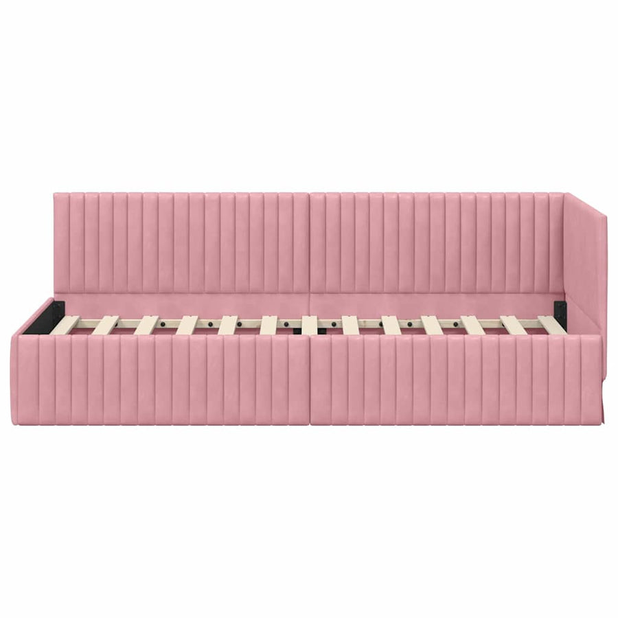 Hoekbedframe met hoofdeinde Roze 80 cm x 200 cm Fluweel