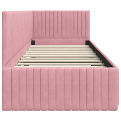 Hoekbedframe met hoofdeinde Roze 80 cm x 200 cm Fluweel