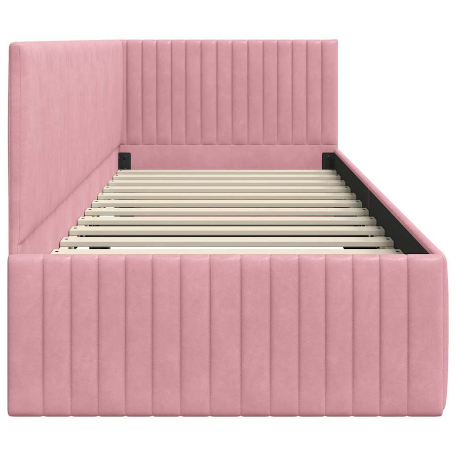 Hoekbedframe met hoofdeinde Roze 80 cm x 200 cm Fluweel