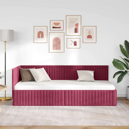 Hoekbedframe met hoofdeinde Wijnrood 80 cm x 200 cm Fluweel