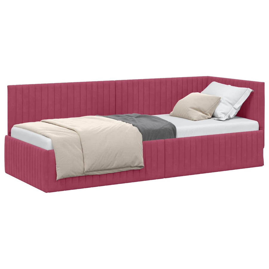 Hoekbedframe met hoofdeinde Wijnrood 80 cm x 200 cm Fluweel