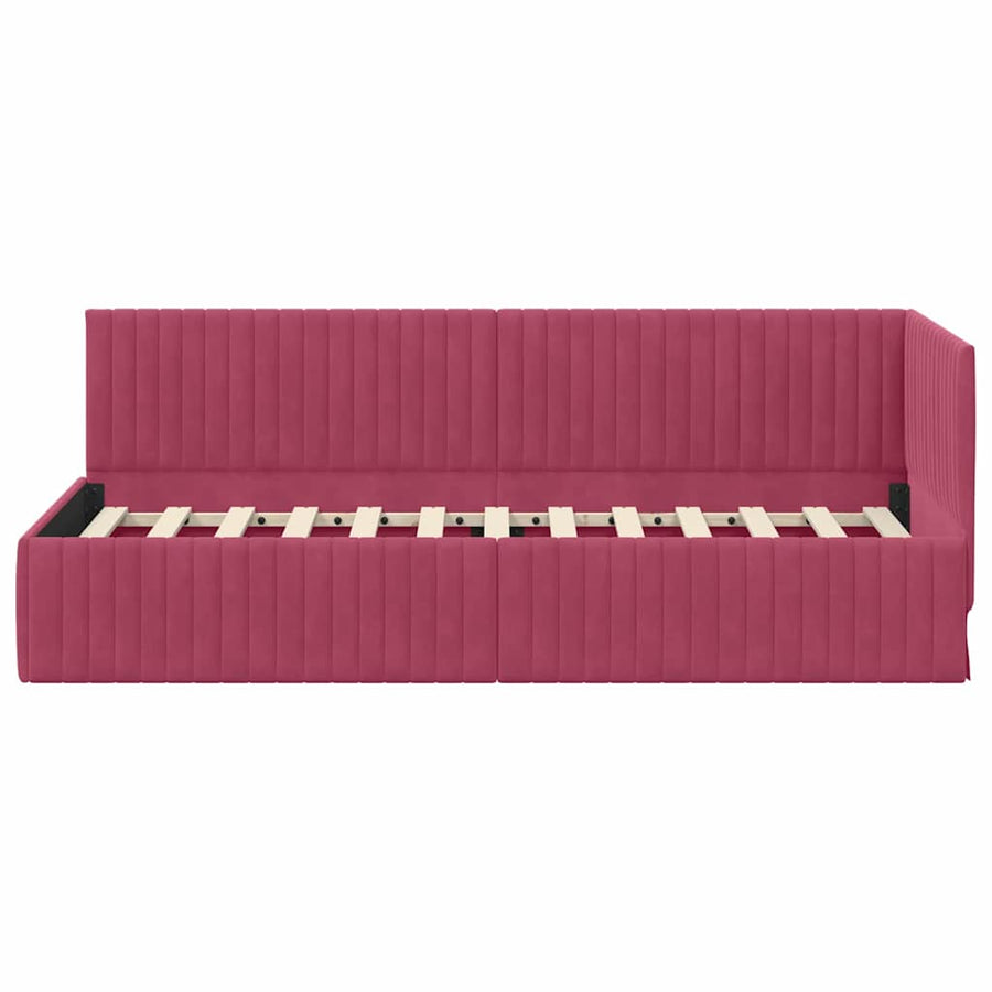 Hoekbedframe met hoofdeinde Wijnrood 80 cm x 200 cm Fluweel