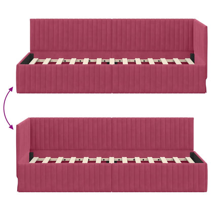 Hoekbedframe met hoofdeinde Wijnrood 80 cm x 200 cm Fluweel