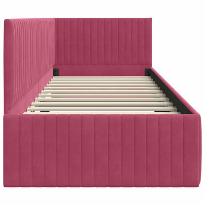 Hoekbedframe met hoofdeinde Wijnrood 80 cm x 200 cm Fluweel