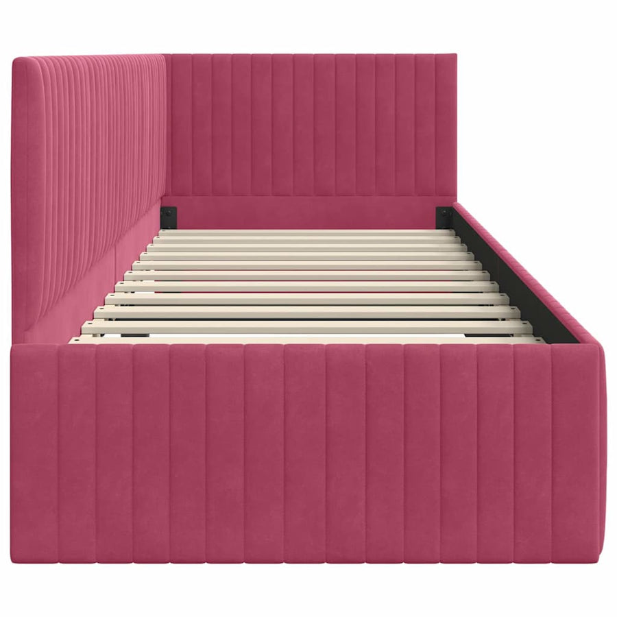 Hoekbedframe met hoofdeinde Wijnrood 80 cm x 200 cm Fluweel