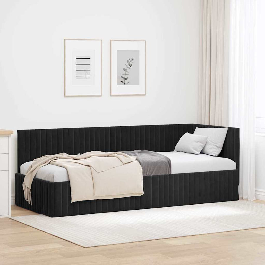 Hoekbedframe met hoofdeinde Zwart 80 cm x 200 cm Fluweel