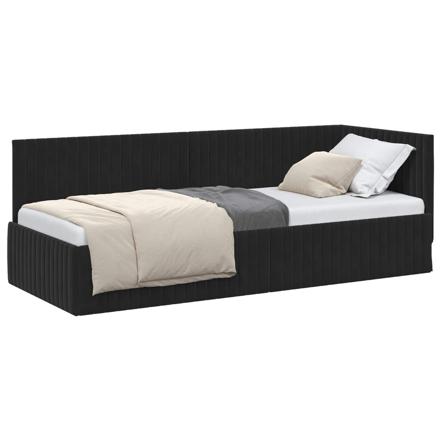 Hoekbedframe met hoofdeinde Zwart 80 cm x 200 cm Fluweel