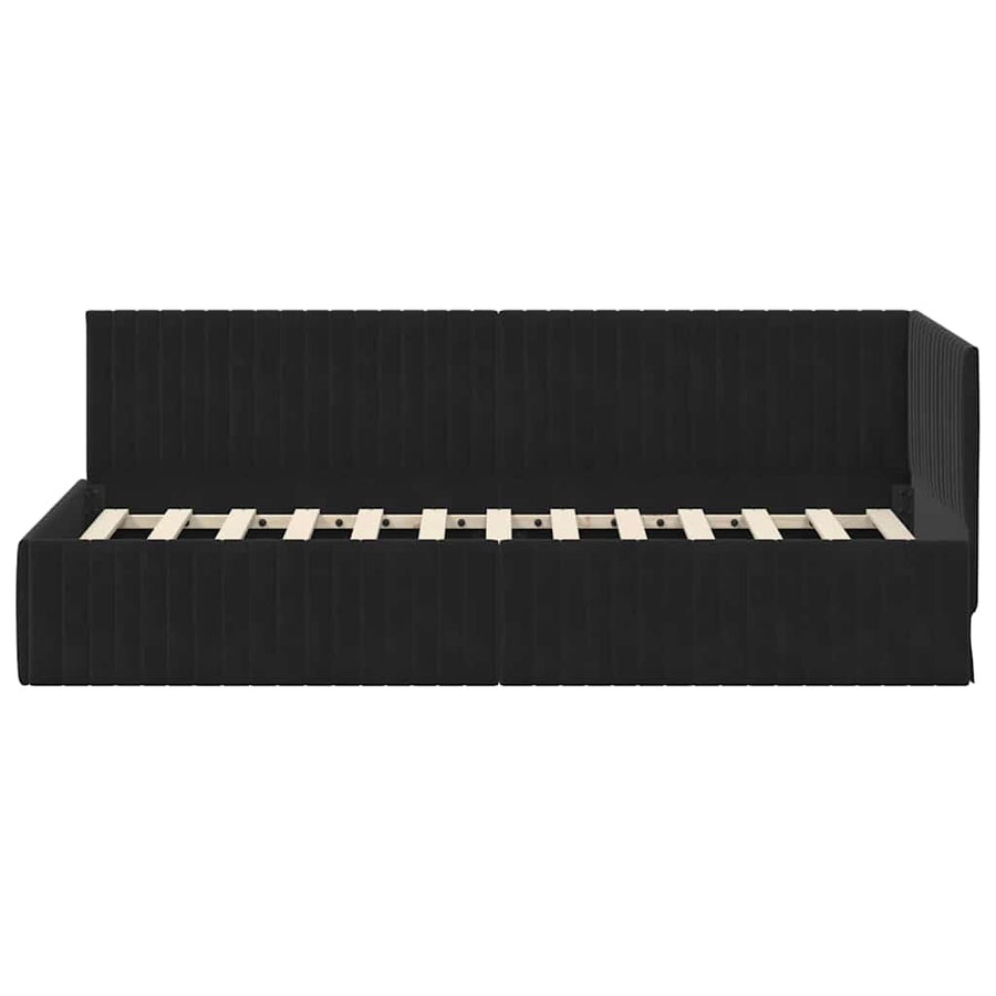 Hoekbedframe met hoofdeinde Zwart 80 cm x 200 cm Fluweel
