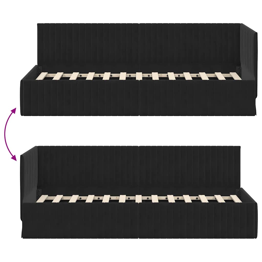 Hoekbedframe met hoofdeinde Zwart 80 cm x 200 cm Fluweel