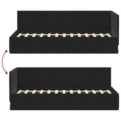 Hoekbedframe met hoofdeinde Zwart 80 cm x 200 cm Fluweel