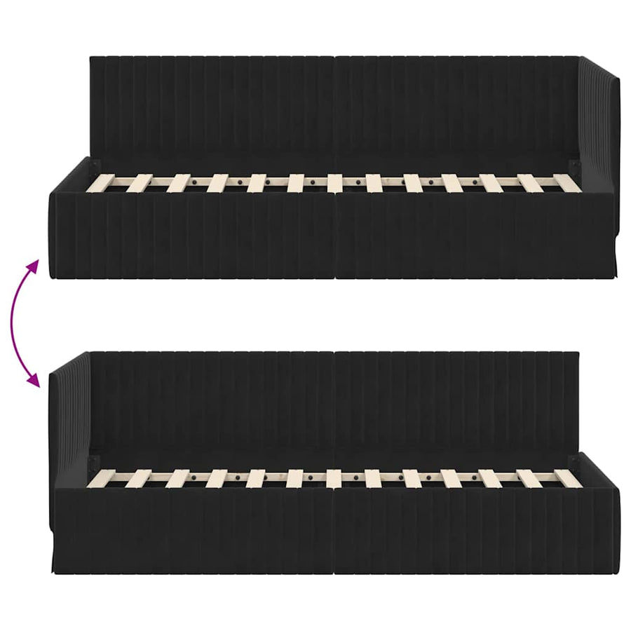 Hoekbedframe met hoofdeinde Zwart 80 cm x 200 cm Fluweel
