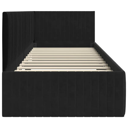Hoekbedframe met hoofdeinde Zwart 80 cm x 200 cm Fluweel