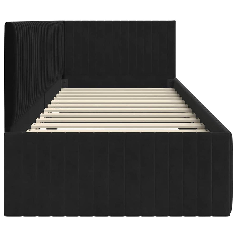 Hoekbedframe met hoofdeinde Zwart 80 cm x 200 cm Fluweel